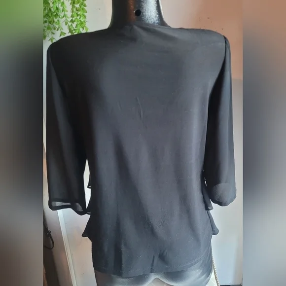 Amanda Collection Black Ruffle Layered Top S - Picture 6 of 7